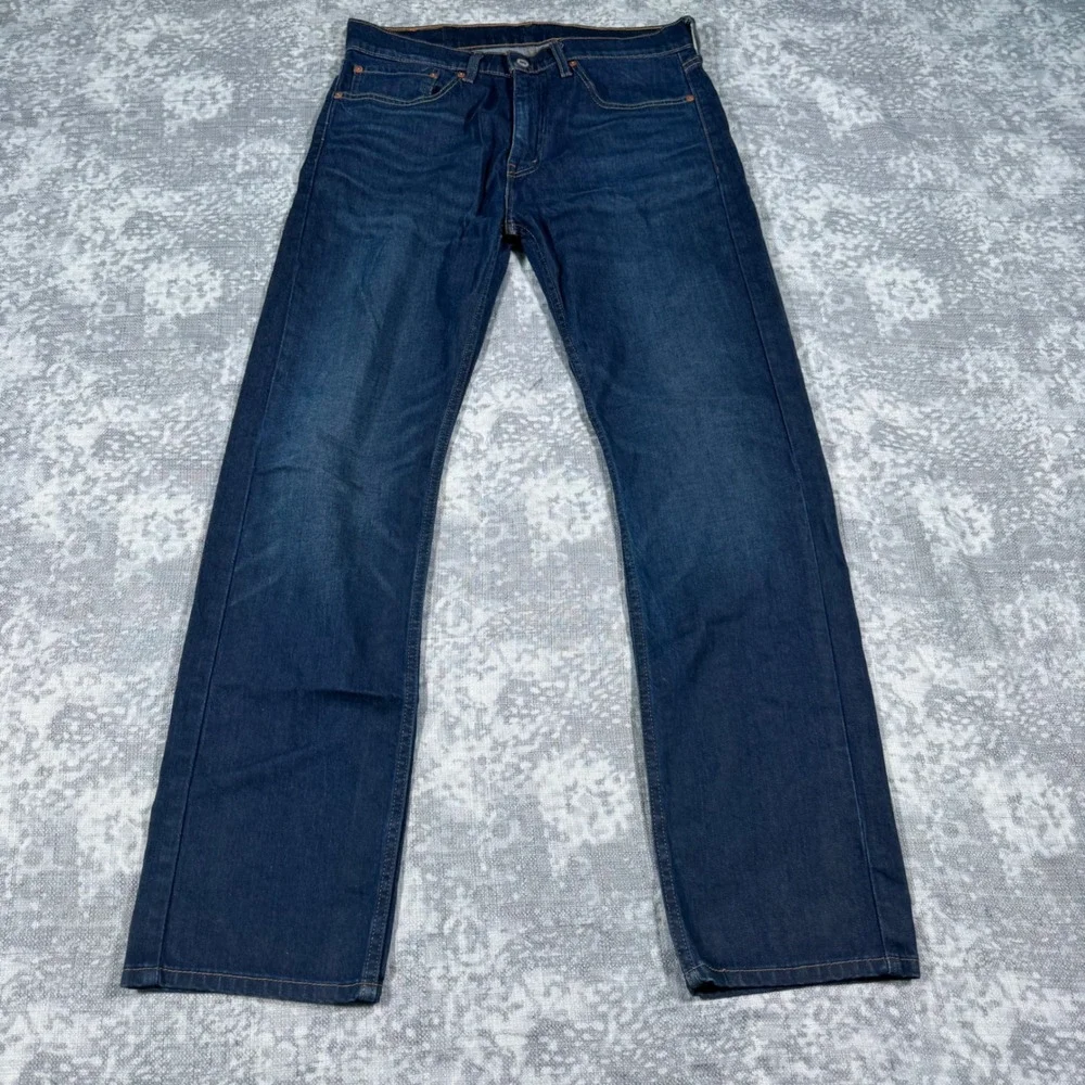 Levi's 505 Regular Fit Jeans Mens 34x32 Dark Wash Indigo Straight Leg Classic
